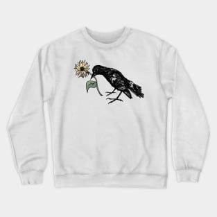 Crow with Flower Crewneck Sweatshirt